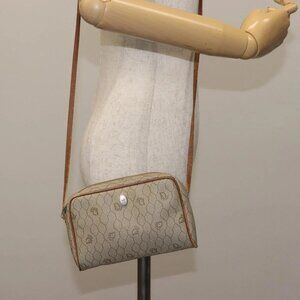 Christian Dior Honeycomb Canvas Shoulder Bag PVC Beige Gold Auth